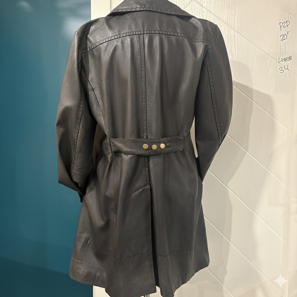 Y2K Vintage 90/00 Le Chateau Leather Trench/‎ Matrix/ Goth/ Grunge/ Moto/ - Picture 11 of 13